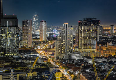 Illuminated city at night