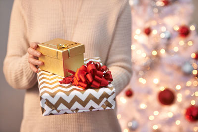 Close-up of christmas decorations on table