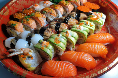 High angle view of fish in plate