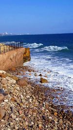 Scenic view of sea against clear sky