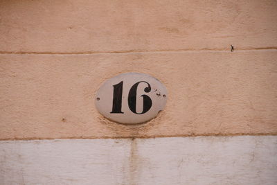 Close-up of text on wall