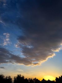 Silhouette trees against sky at sunset