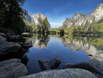 Scenic view of lake against sky