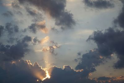 Low angle view of clouds in sky during sunset