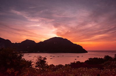 Scenic view of sea against sky during sunset