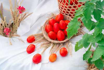 High angle view of fruits on table