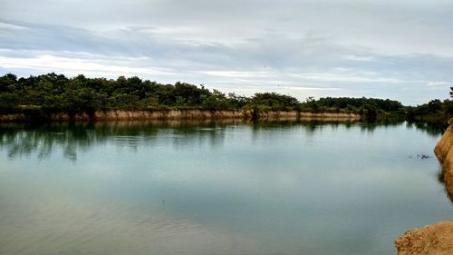 Scenic view of lake against sky