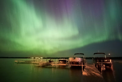 Scenic view of sea against sky at night