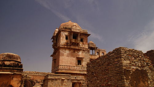 Low angle view of historic kumbha palace against sky