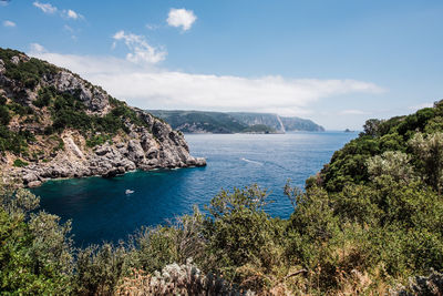 Beautiful ocean view of paleokastritsa on corfu, greece