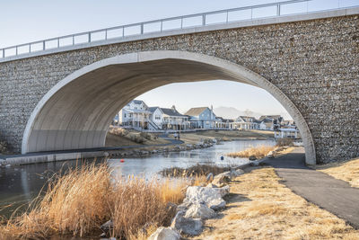 Arch bridge over river