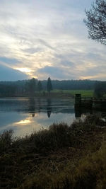 View of lake against cloudy sky