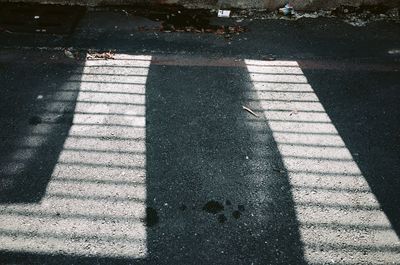 High angle view of zebra crossing on road