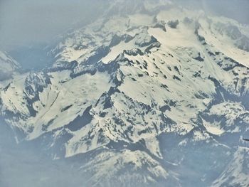 Aerial view of snow covered mountain