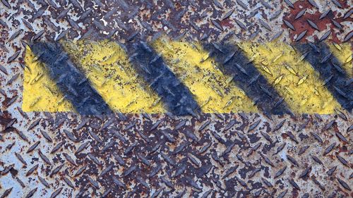 High angle view of metal road