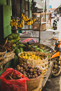 Various fruits for sale at market stall