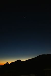 Silhouette of mountain range at sunset