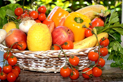 Close-up of tomatoes in basket