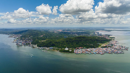 High angle view of sea against sky