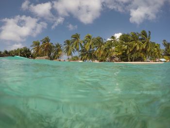 View of swimming pool in sea