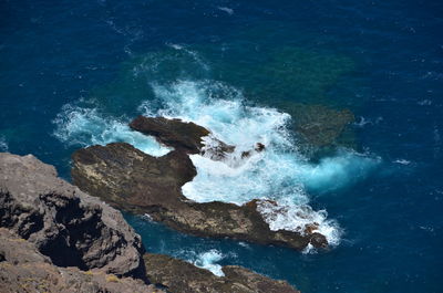 High angle view of waves in sea