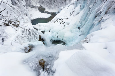 Scenic view of snow covered mountains