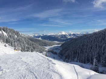 Winter view towards flims in switzerland