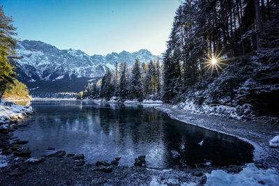 Scenic view of lake against sky