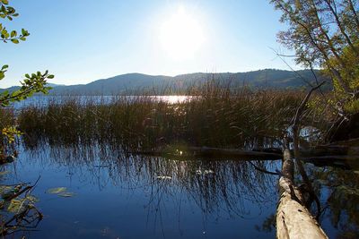 Scenic view of lake against sky