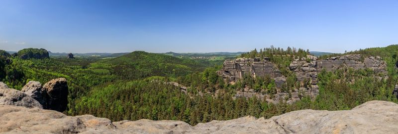 Panoramic view of landscape against clear sky