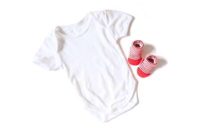 High angle view of hat against white background