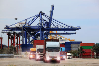 View of commercial dock against sky