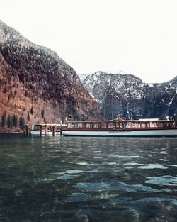 Scenic view of lake against clear sky