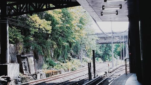 View of railway tracks by train