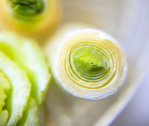 High angle view of apple on table