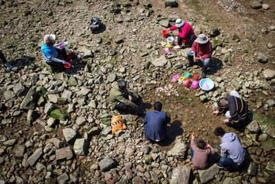 High angle view of people