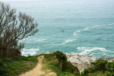 High angle view of beach