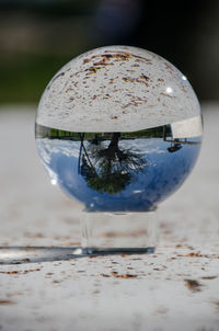 Close-up of water in glass on table