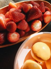 Close-up of strawberries in plate