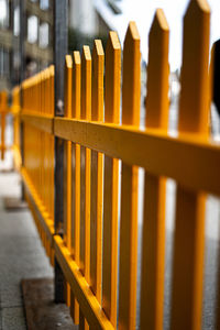 Close-up of yellow fence