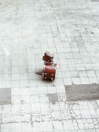 High angle view of drums on street