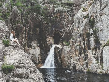 Scenic view of waterfall