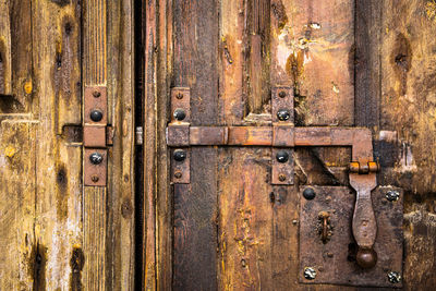 Full frame shot of old metal door