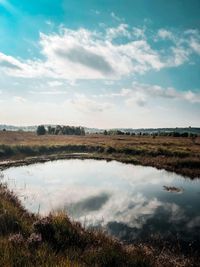 Scenic view of lake against sky