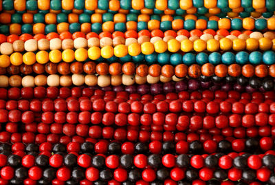 Full frame shot of colorful beads for sale at market