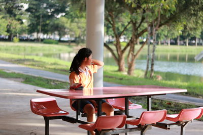 Man sitting on table