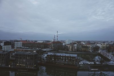 High angle view of cityscape against sky