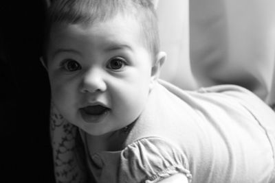 Close-up of portrait of cute baby girl