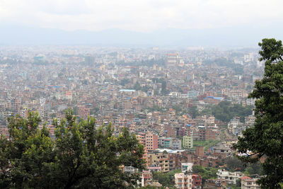 High angle view of townscape against sky