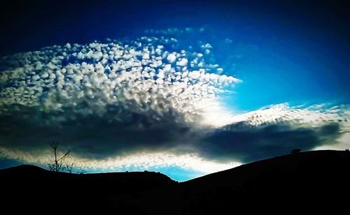 Scenic view of silhouette mountain against sky